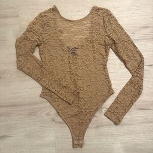 Forever 21 Lace Tan Bodysuit